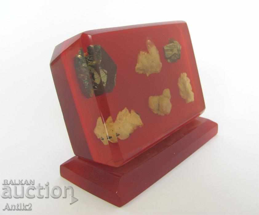 An old Plexiglas Plaque with crystals and semi-precious stones with price 330.00 BGN | € 168.73