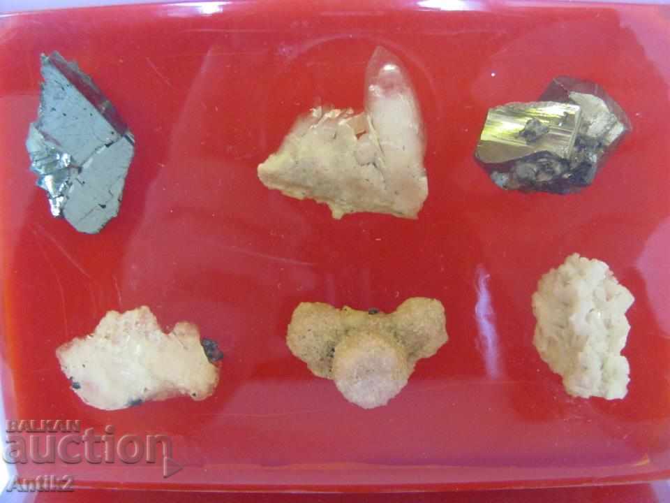 Auction  An old Plexiglas Plaque with crystals and semi-precious stones