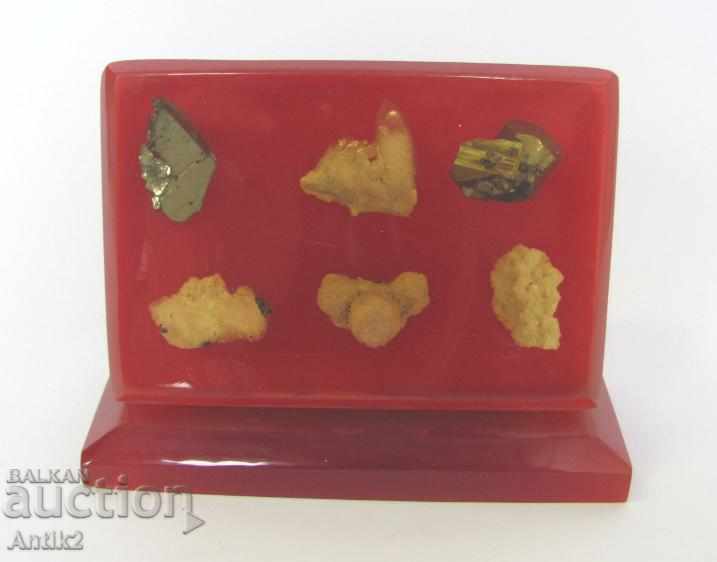 Delivery of An old Plexiglas Plaque with crystals and semi-precious stones