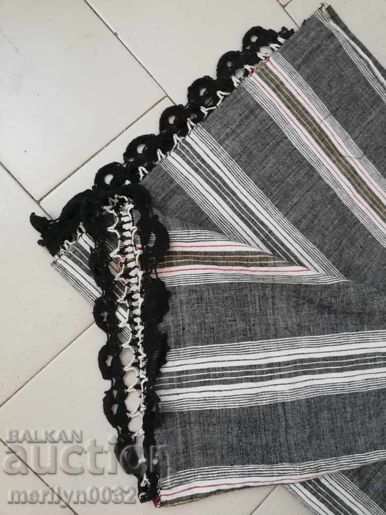 Vintage hand woven bed sheet with lace border - 7 Vintage hand woven bed sheet with lace border - 7