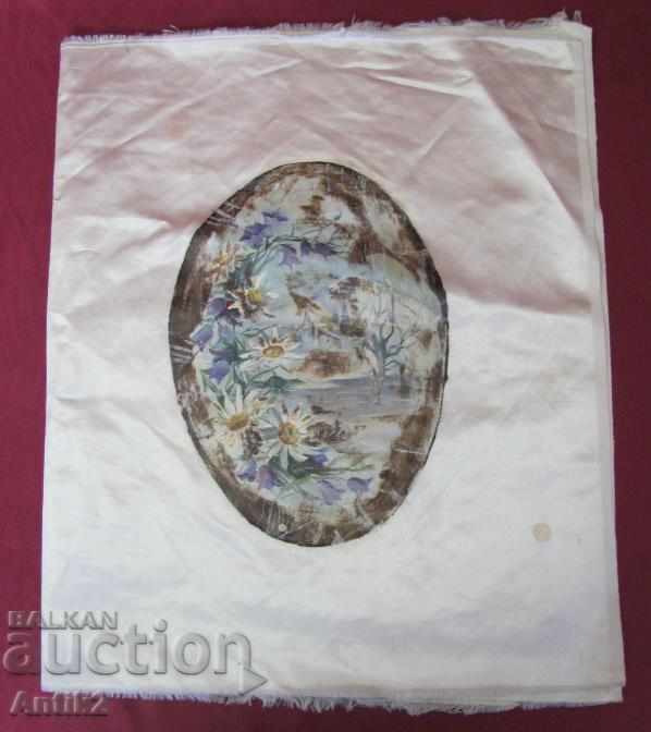 30s Pillow Hand-painted - Flowers
