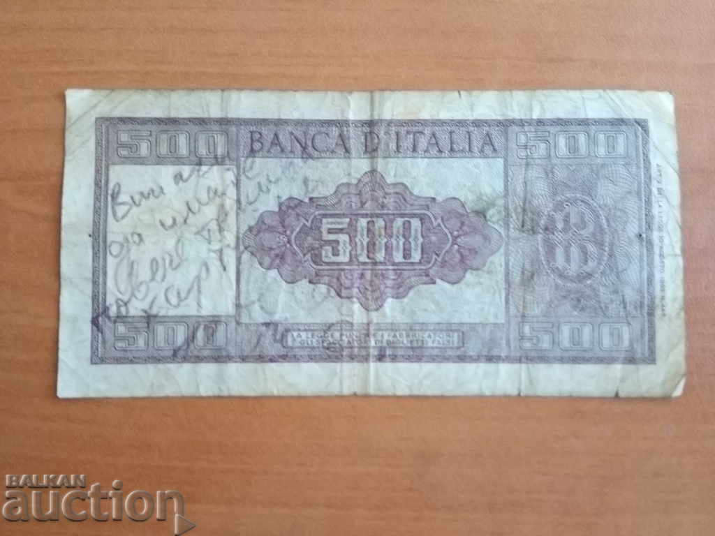 Italy banknote 500 pounds 1947 Rare banknote - 5 Italy banknote 500 pounds 1947 Rare banknote - 5
