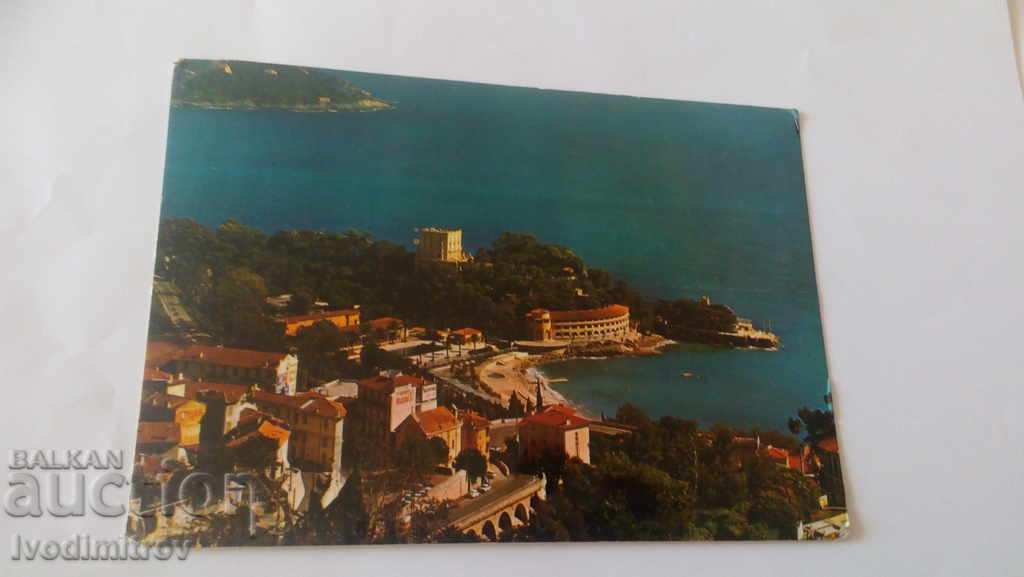 Monaco Le Παραλία Pointe du Cap Martin Postcard 1968