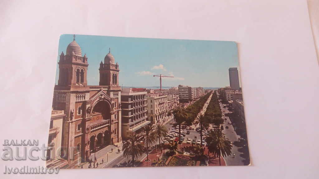 Postcard Tunis Bourguiba Ave