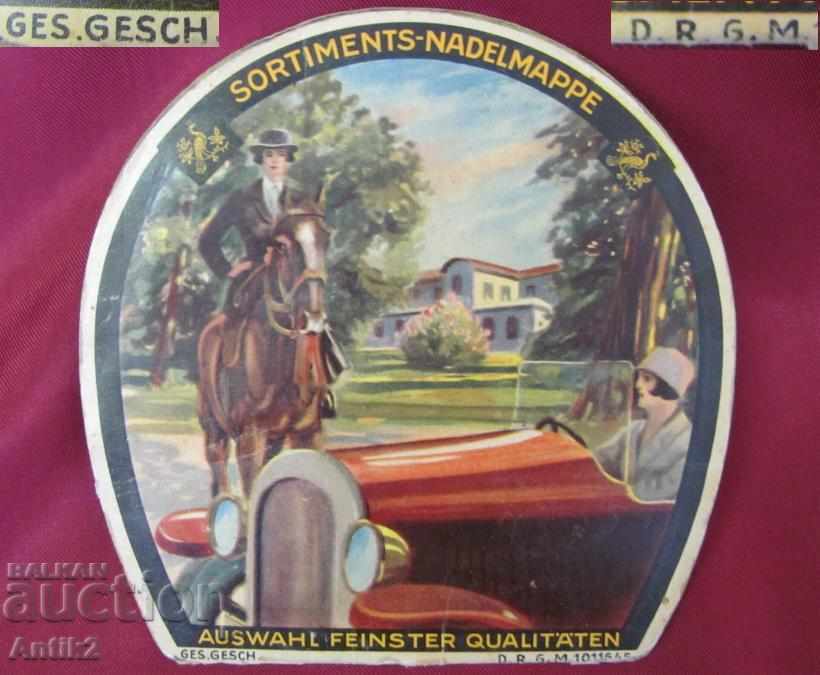 Anii 30 Art Deco D.R.G.M NADELMAPPE Germania