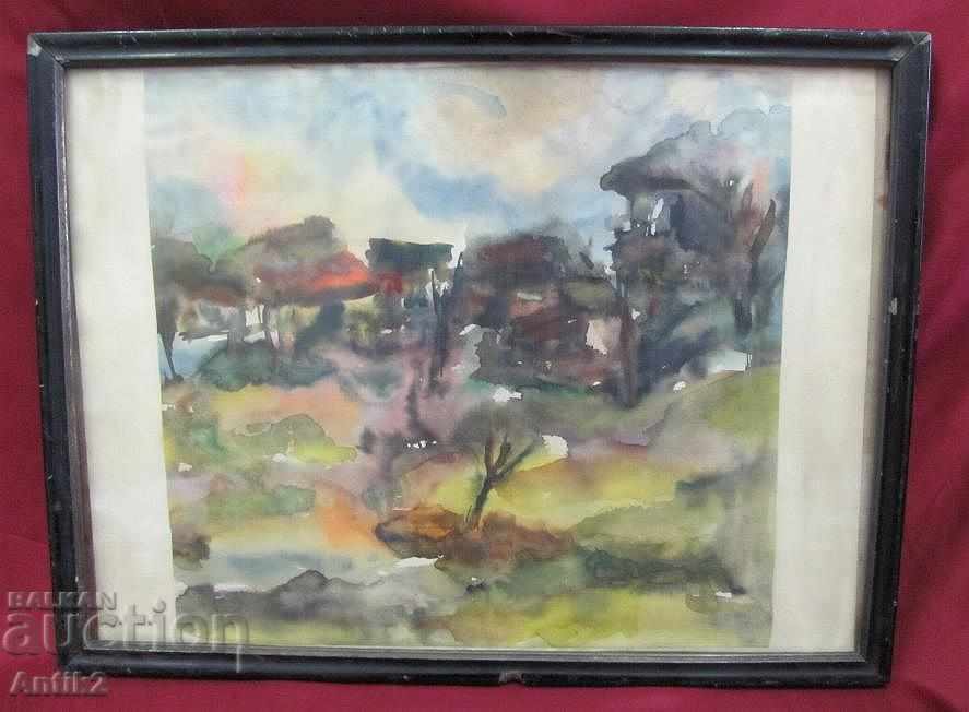 1980 Original Watercolor Painting by Hristo Gadev