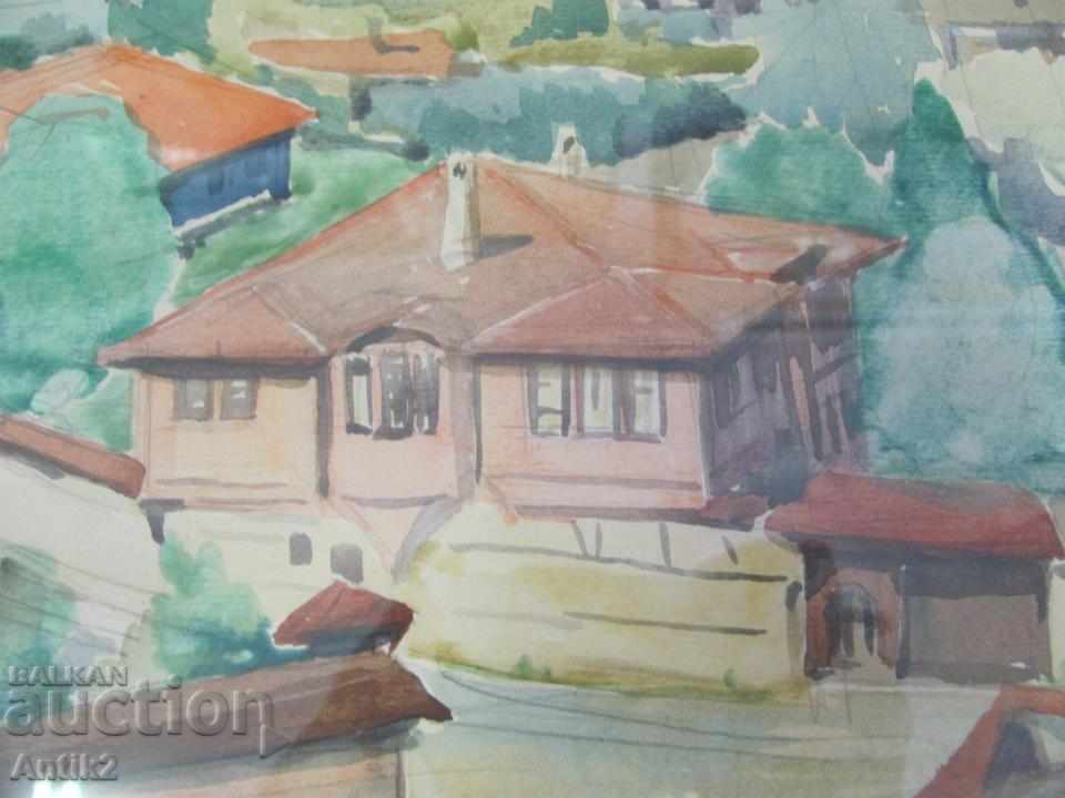 Delivery of 60s Original Watercolor Painting by D. Arnaudov, Signed