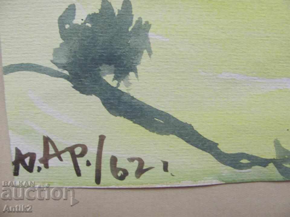Auction 60s Original Watercolor Painting by D. Arnaudov, Signed Auction 60s Original Watercolor Painting by D. Arnaudov, Signed