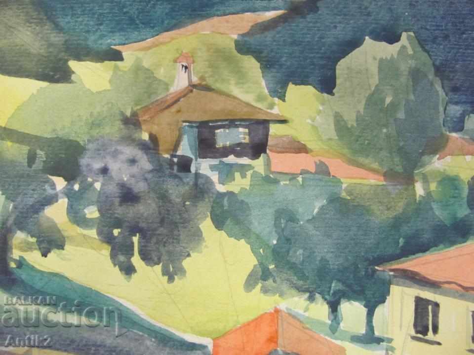 60s Original Watercolor Painting by D. Arnaudov, Signed - 5 60s Original Watercolor Painting by D. Arnaudov, Signed - 5