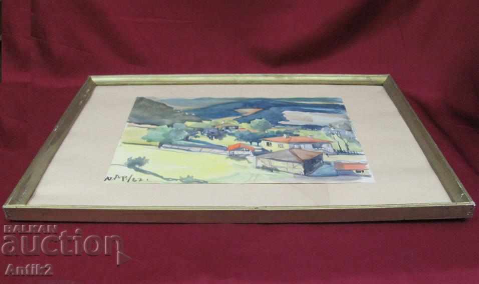 60s Original Watercolor Painting by D. Arnaudov, Signed - 6 60s Original Watercolor Painting by D. Arnaudov, Signed - 6