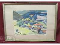 60s Original Watercolor Painting by D. Arnaudov, Signed