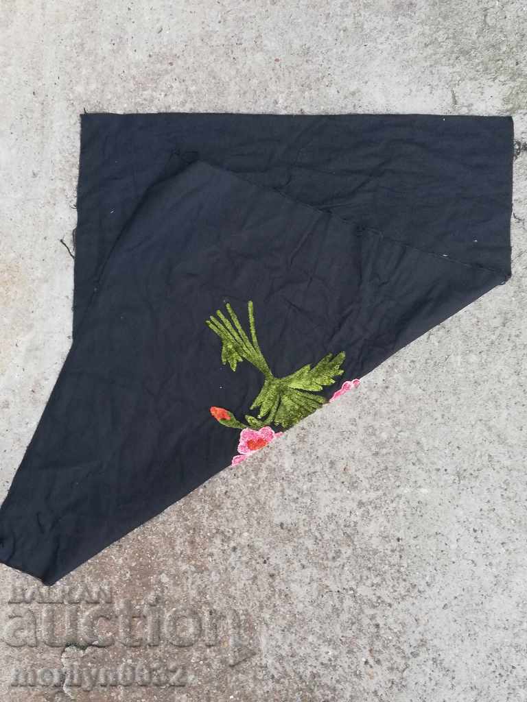 Auction  Old embroidered patchwork sewn onto an apron pillow