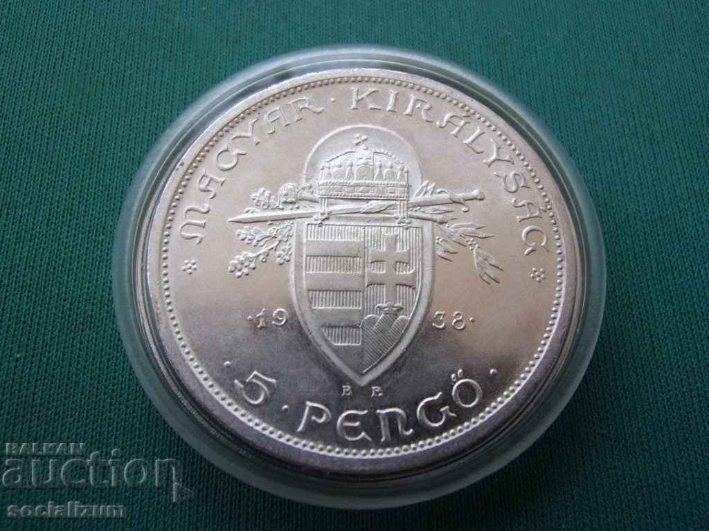 Licitație Ungaria 5 Pengő 1938 UNC Rar
