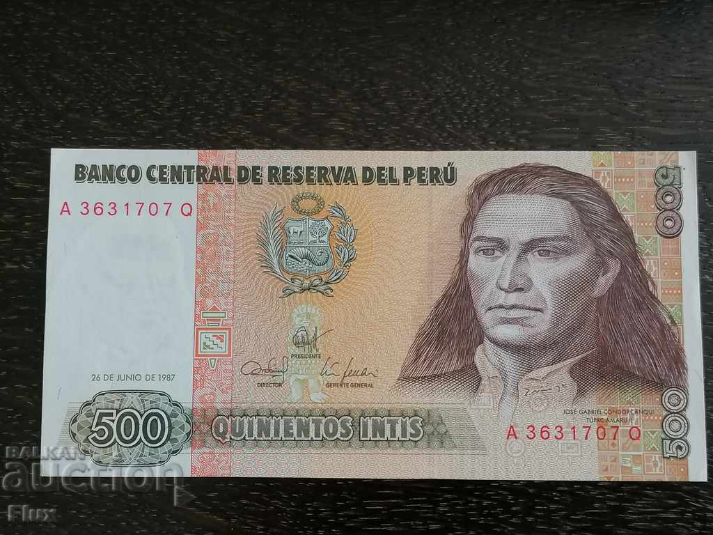 Τραπεζογραμμάτια - Περού - 500 intis UNC | 1987 με τιμή 4.00 BGN | € 2.05 Τραπεζογραμμάτια - Περού - 500 intis UNC | 1987 με τιμή 4.00 BGN | € 2.05