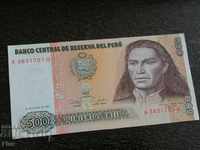 Banknotes - Peru - 500 intis UNC | 1987