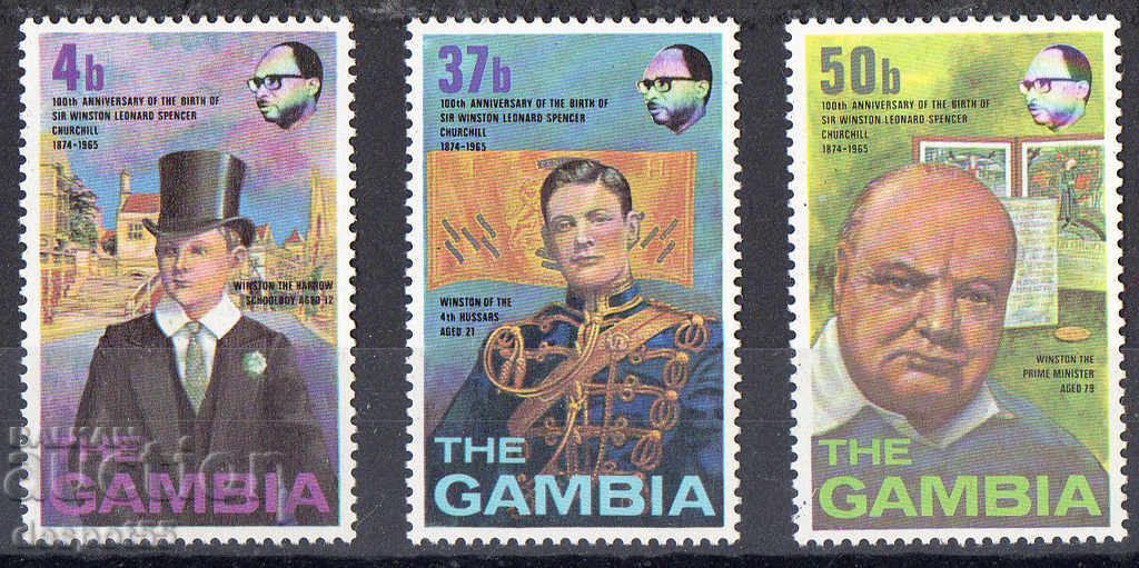 1974. The Gambia. Winston Churchill's 100th Birthday.