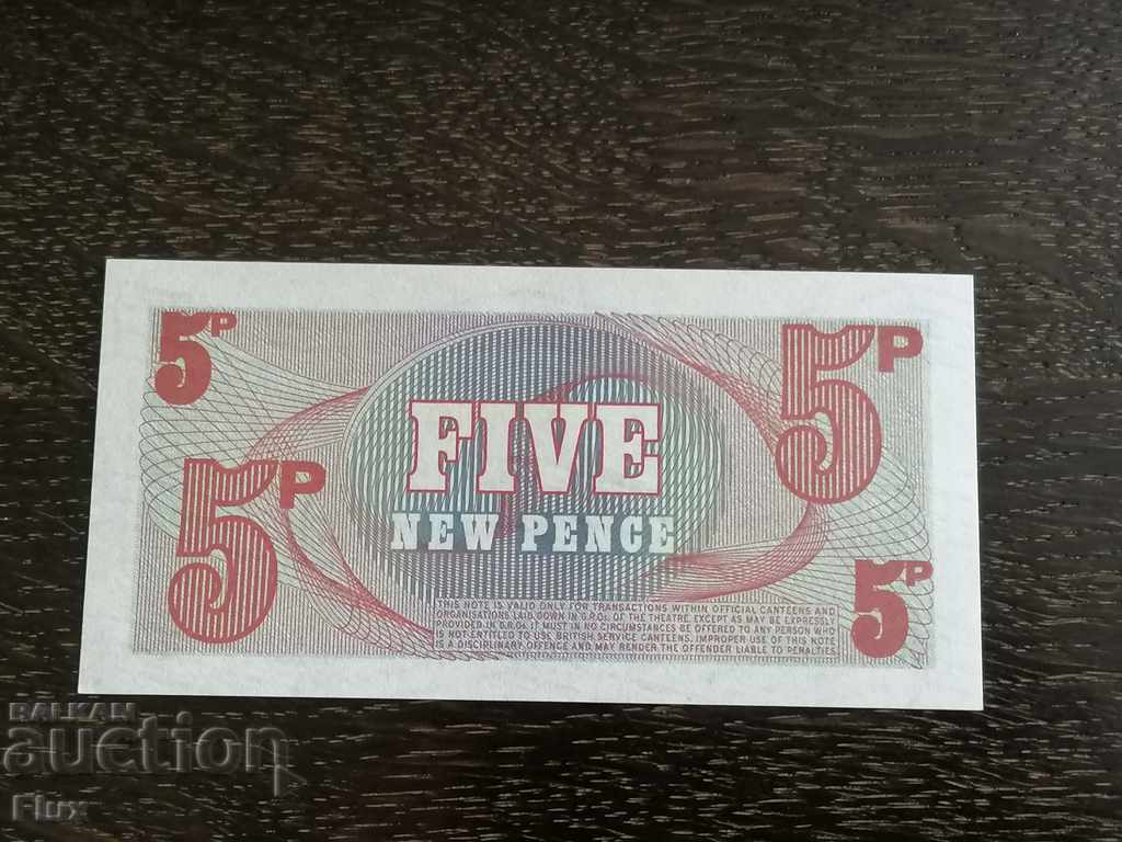 Delivery of Military note - UK - 5 pence UNC Delivery of Military note - UK - 5 pence UNC