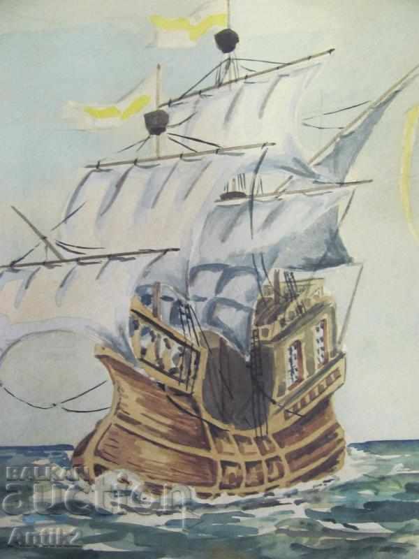Old Original Watercolor Painting Ship with price 30.00 BGN | € 15.34