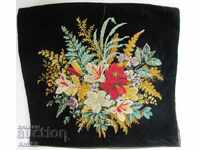 19th century Hand embroidered velvet pillow
