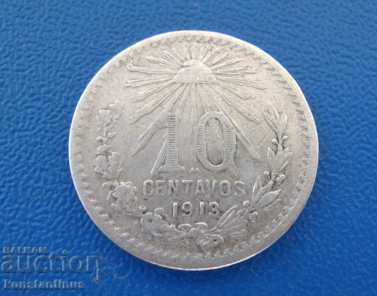 Mexico 10 Centavo 1913 Rare