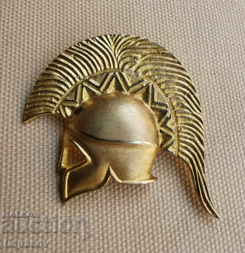 Antique Silver Gold Plated Roman Helmet Brooch