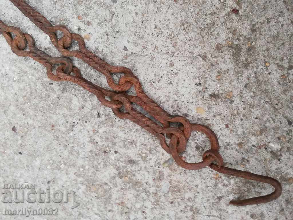 Delivery of Old forged chain with hook, hearth for hearth chain hook Delivery of Old forged chain with hook, hearth for hearth chain hook