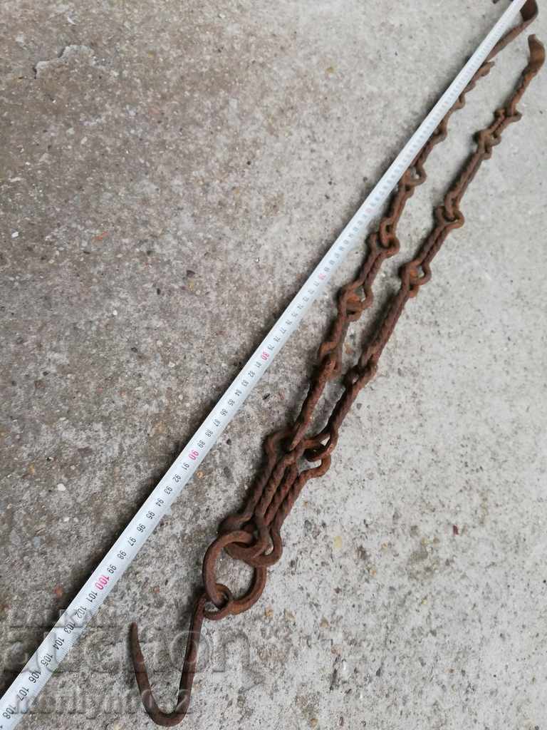 Old forged chain with hook, hearth for hearth chain hook - 5 Old forged chain with hook, hearth for hearth chain hook - 5