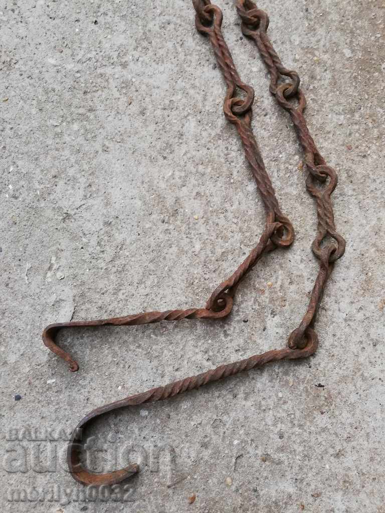 Old forged chain with hook, hearth for hearth chain hook - 6 Old forged chain with hook, hearth for hearth chain hook - 6