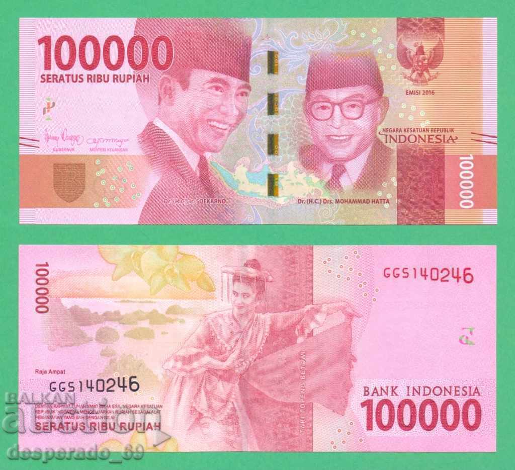 (¯` '• .¸ INDONESIA 100.000 Rupie 2016 UNC •. •' '¯)