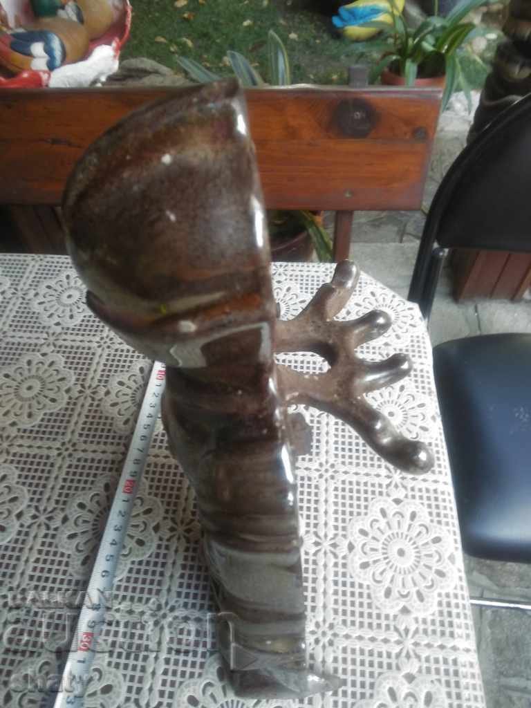 Παλιά φιγούρα τζακιού από χυτοσίδηρο. Γλυπτό ιππότη. - 7