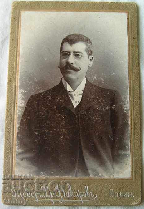 Снимка дебел картон мъж фотограф Тодор Факиров София 1903 г.