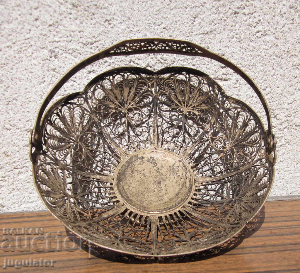 old Russian silver filigree candy box - marked with price 40.00 BGN | € 20.45 old Russian silver filigree candy box - marked with price 40.00 BGN | € 20.45