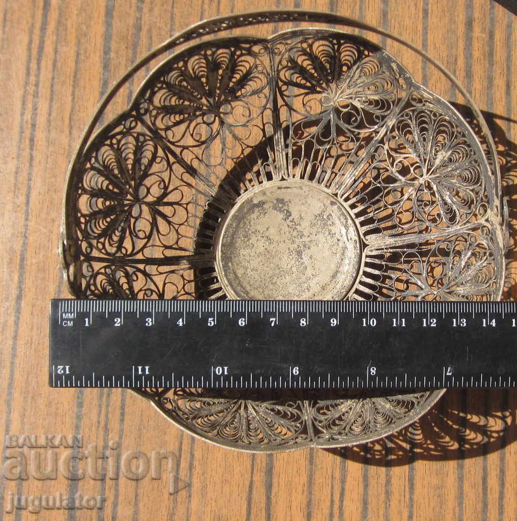 old Russian silver filigree candy box - marked - 7 old Russian silver filigree candy box - marked - 7