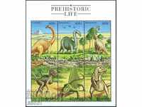 Clean stamps in small leaf Fauna Dinosaurs 1998 from Uganda