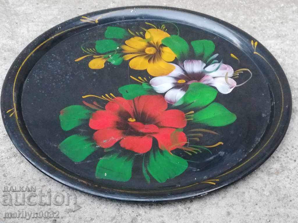 Metal tray of hand-painted flowers of the 20s of the 20th century - 7 Metal tray of hand-painted flowers of the 20s of the 20th century - 7