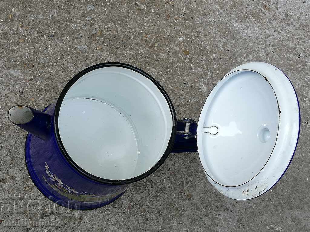 Enamelled teapot made of salt container with enamel jade jug - 5 Enamelled teapot made of salt container with enamel jade jug - 5