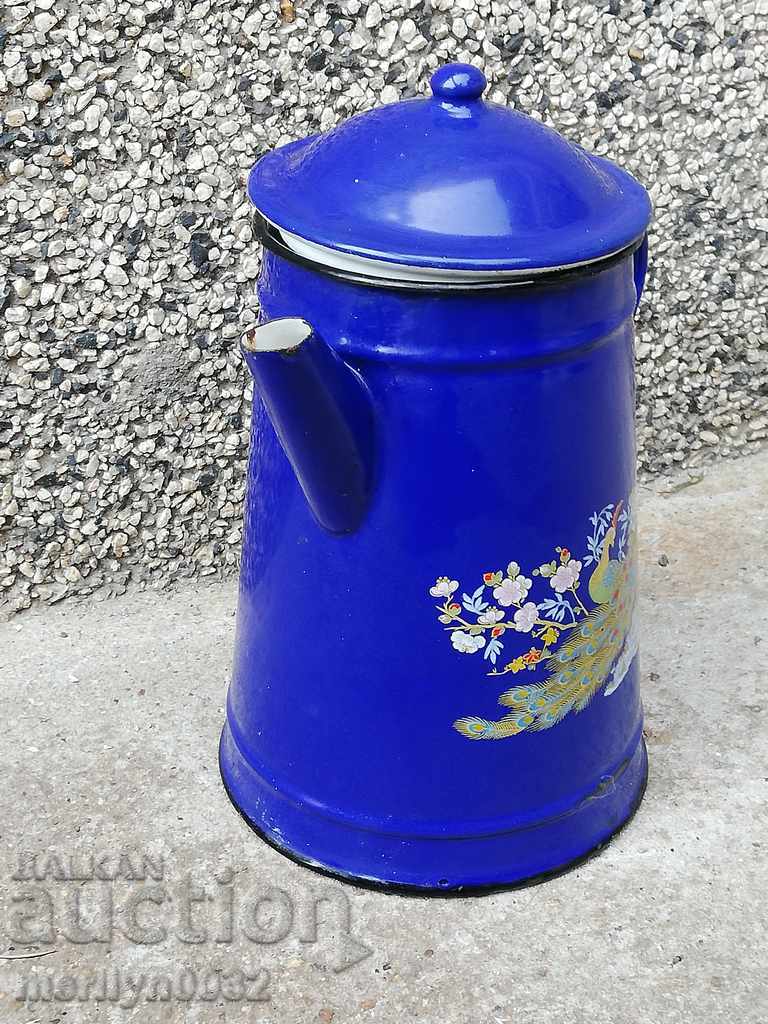 Enamelled teapot made of salt container with enamel jade jug - 7 Enamelled teapot made of salt container with enamel jade jug - 7