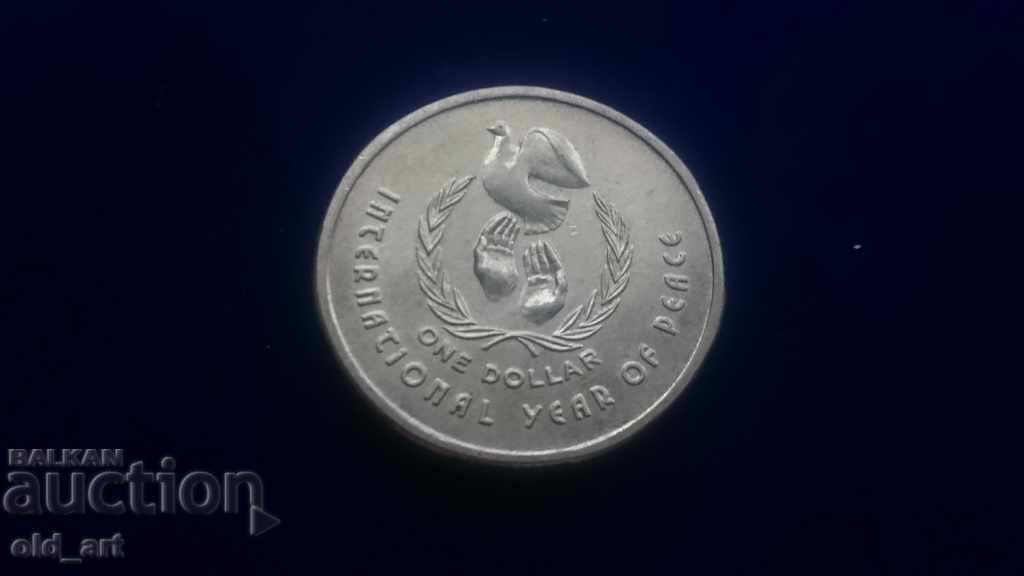 Coin - Australia, 1 dollar 1986, Year of Peace, Rev. with price 15.00 BGN | € 7.67