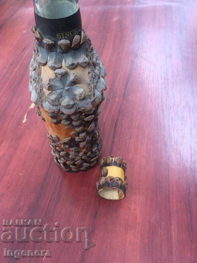 BOTTLE DECORATED WITH PINE CONE SCALES - 6 BOTTLE DECORATED WITH PINE CONE SCALES - 6