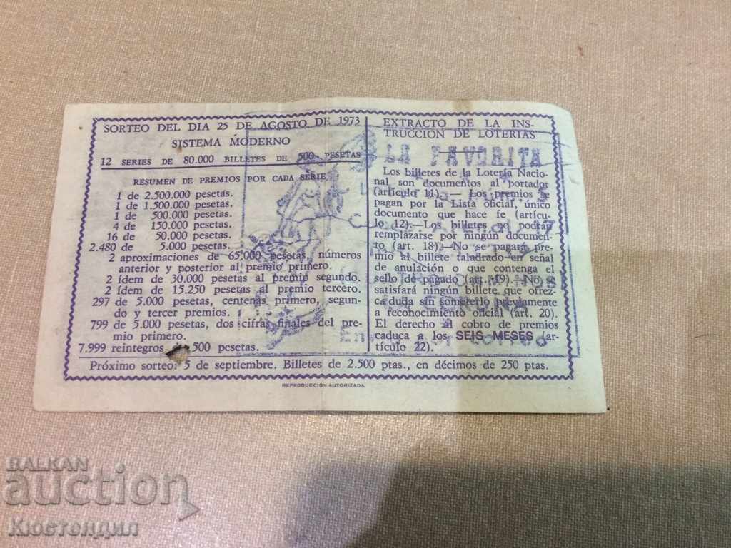 Auction  OLD BARCELONA LOTTERY TICKET 1973
