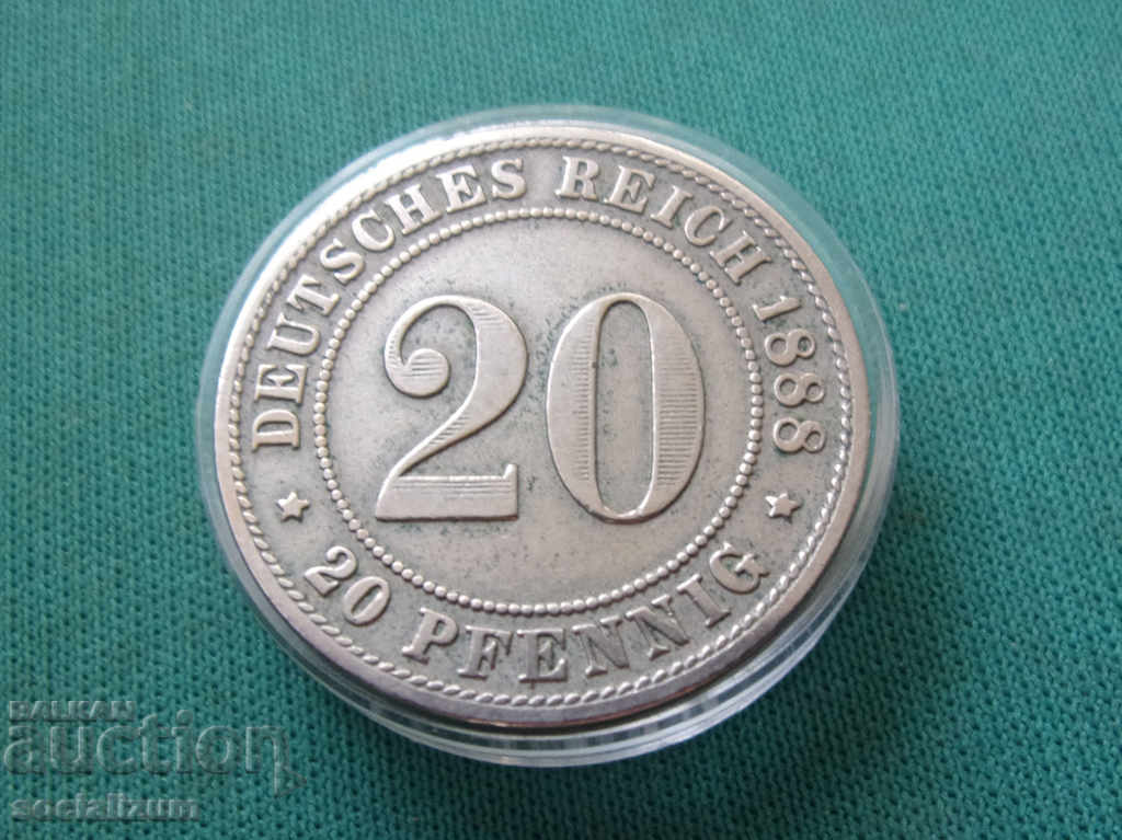 Germania 20 Reich Pfenig 1888 F Rare