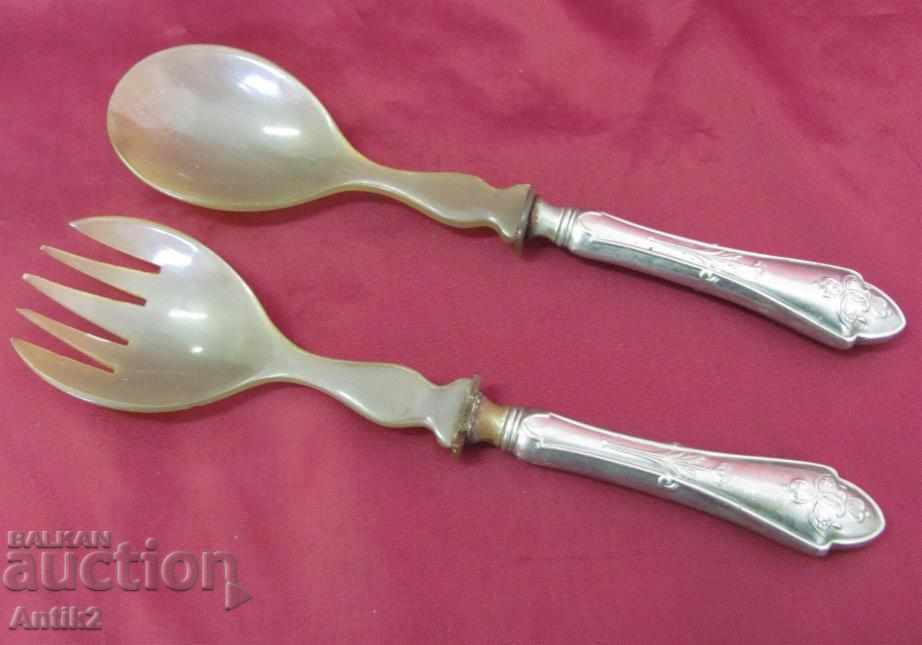 19th Century Antique Spoon and Serving Fork