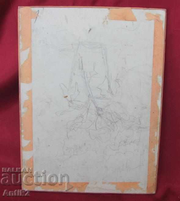 1945. Original Watercolor Vase with Flowers on cardboard - 7 1945. Original Watercolor Vase with Flowers on cardboard - 7