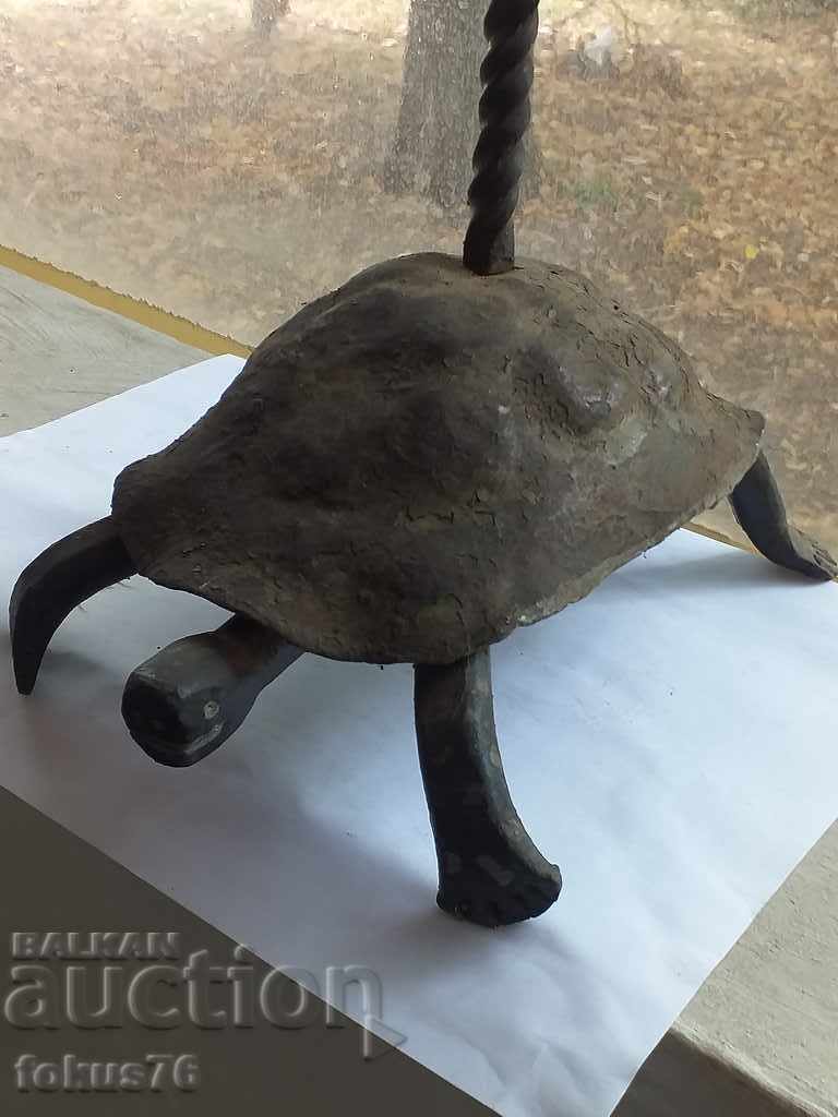 OLD WROUGHT IRON TORTOISE SNAKE STAND - 7