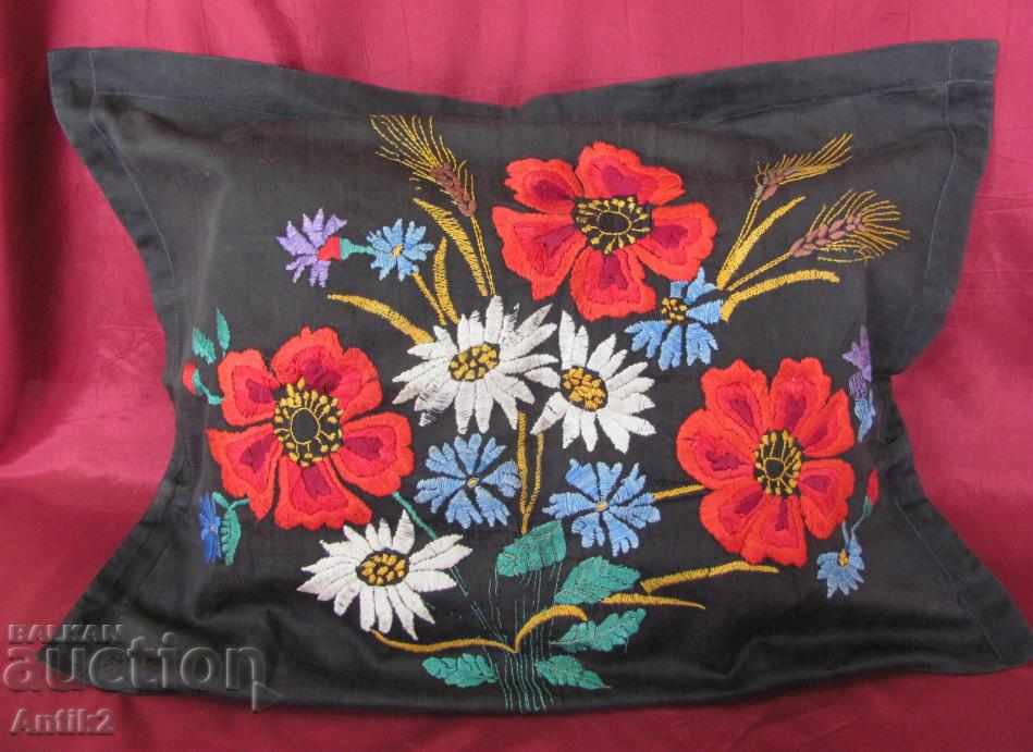 30's Antique Hand Embroidery Pillow