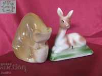 60s 2 pcs. Porcelain Figurines Animals Labeled IZIDA