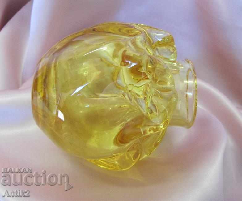 Auction  Old Amber Crystal Glass Vase