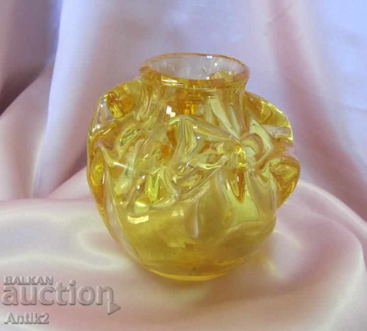 Delivery of Old Amber Crystal Glass Vase