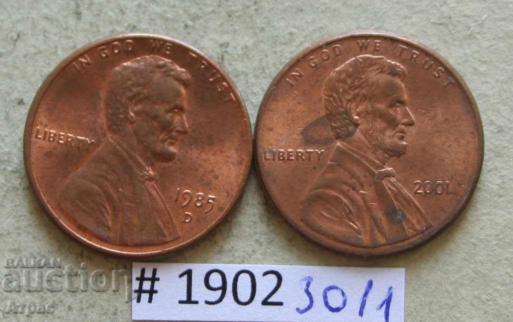 1 cent 1985 Lotul SUA cu preț € 0.20 | 0.39 BGN