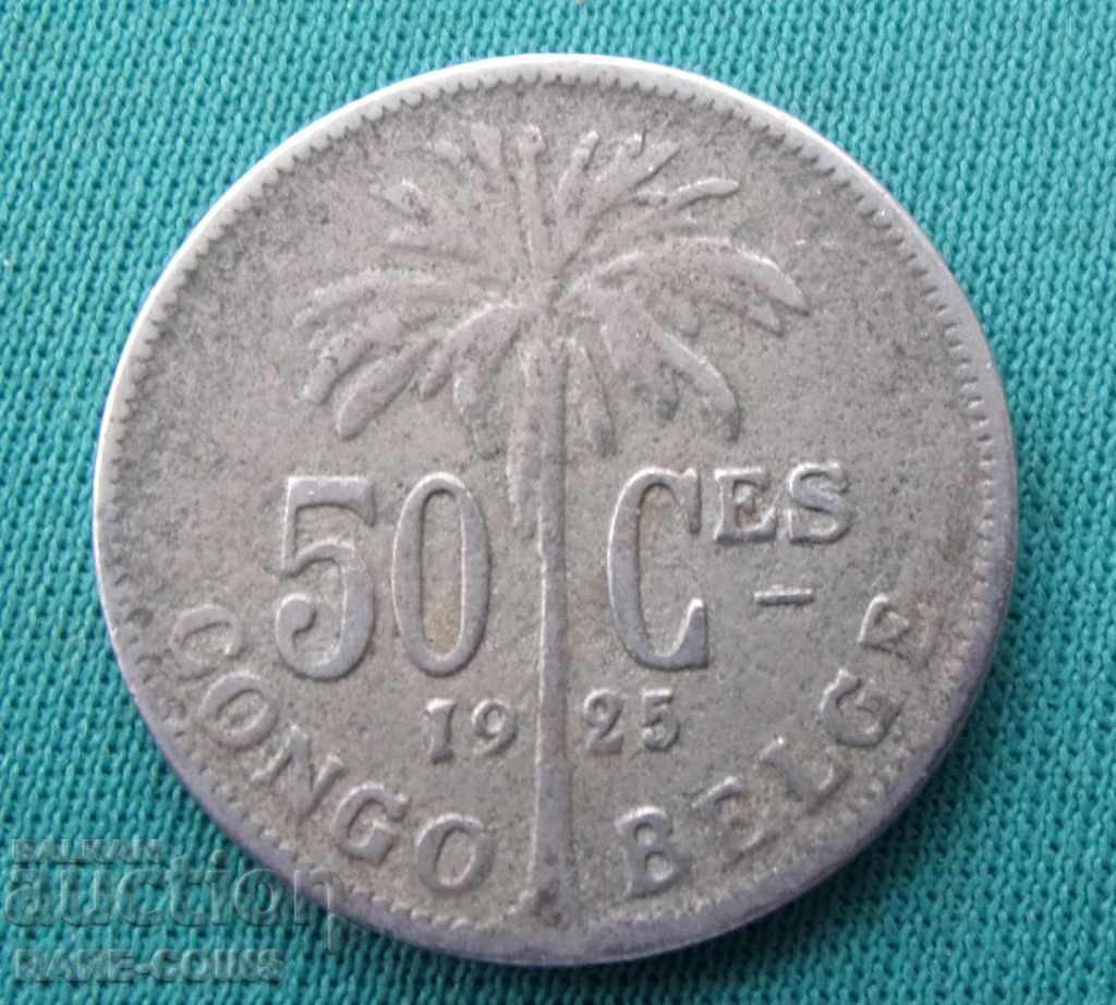 RS (5) Belgian Congo 50 Cent 1925
